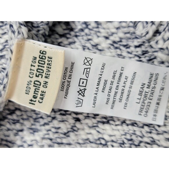 L.L.Bean Sweater Mens XL Gray White Marled Knit Cotton Full Zip Cardigan Pockets - Picture 6 of 11